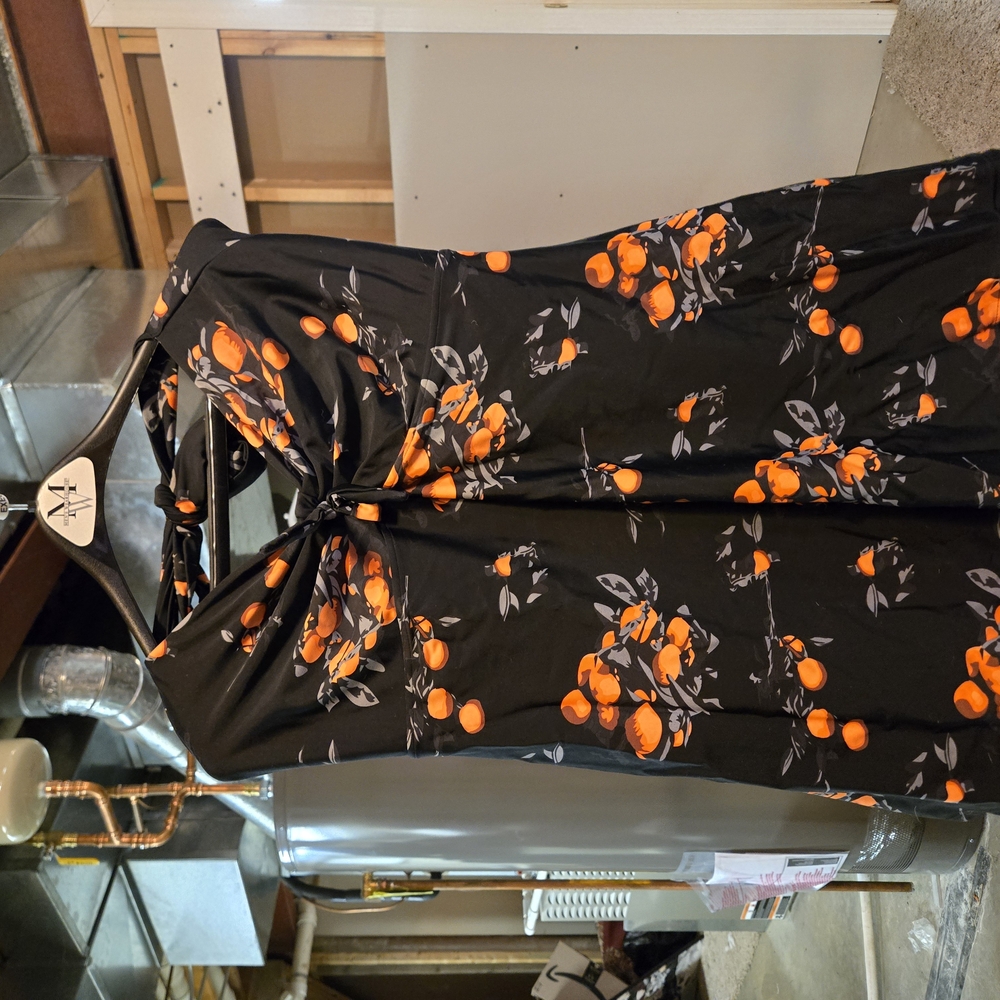 Floral Black and Orange Swim Dress